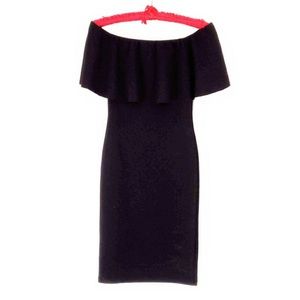 Black Ruffle Off The Shoulder Bodycon Dress